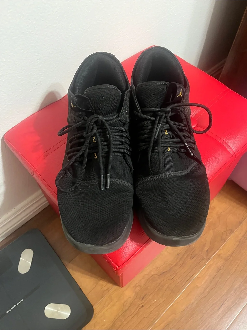 Jordan Men's Black Sneakers with Subtle Gold Details